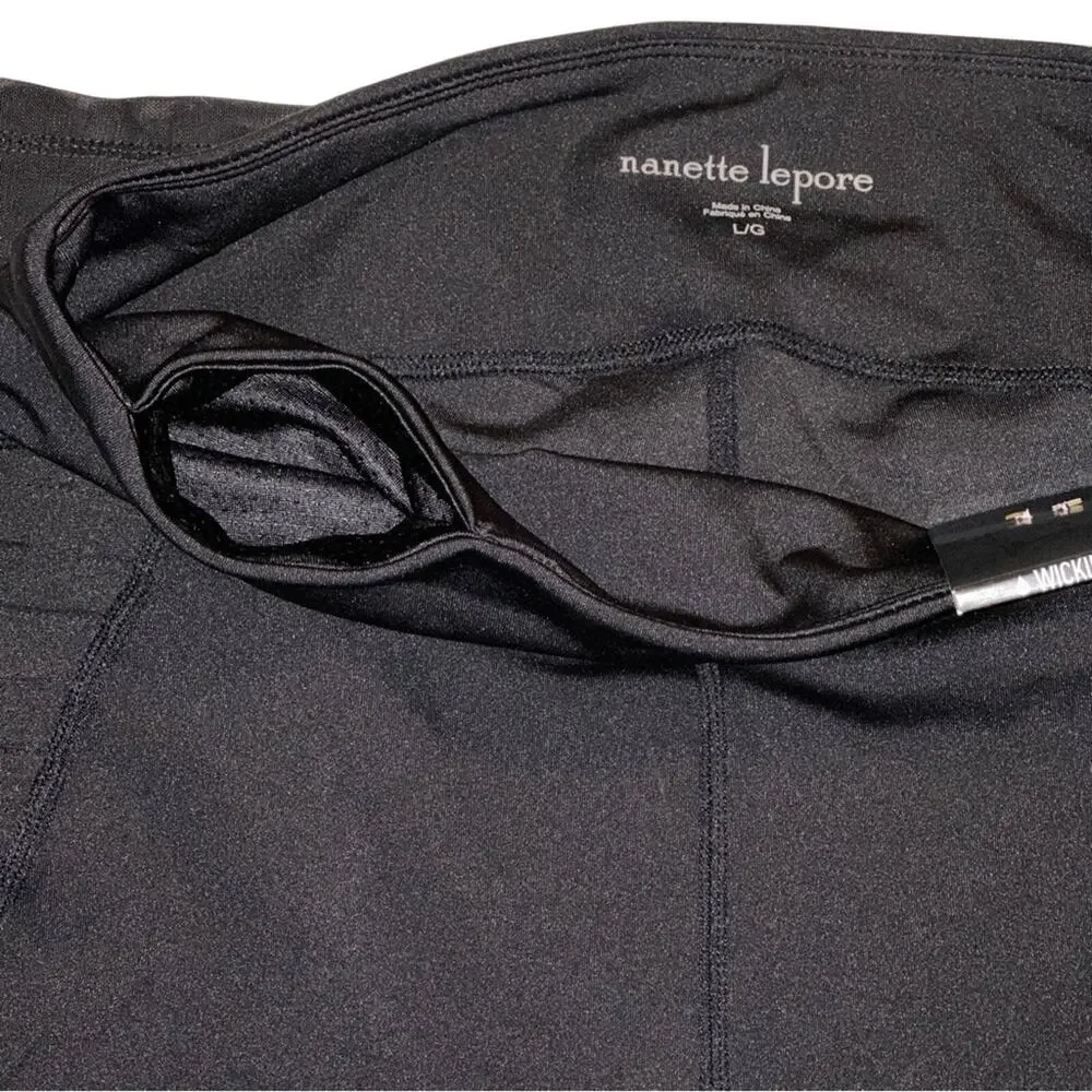 Nanette Lepore‎ Women's Leggings Large Black Play High Rise Mesh Compression